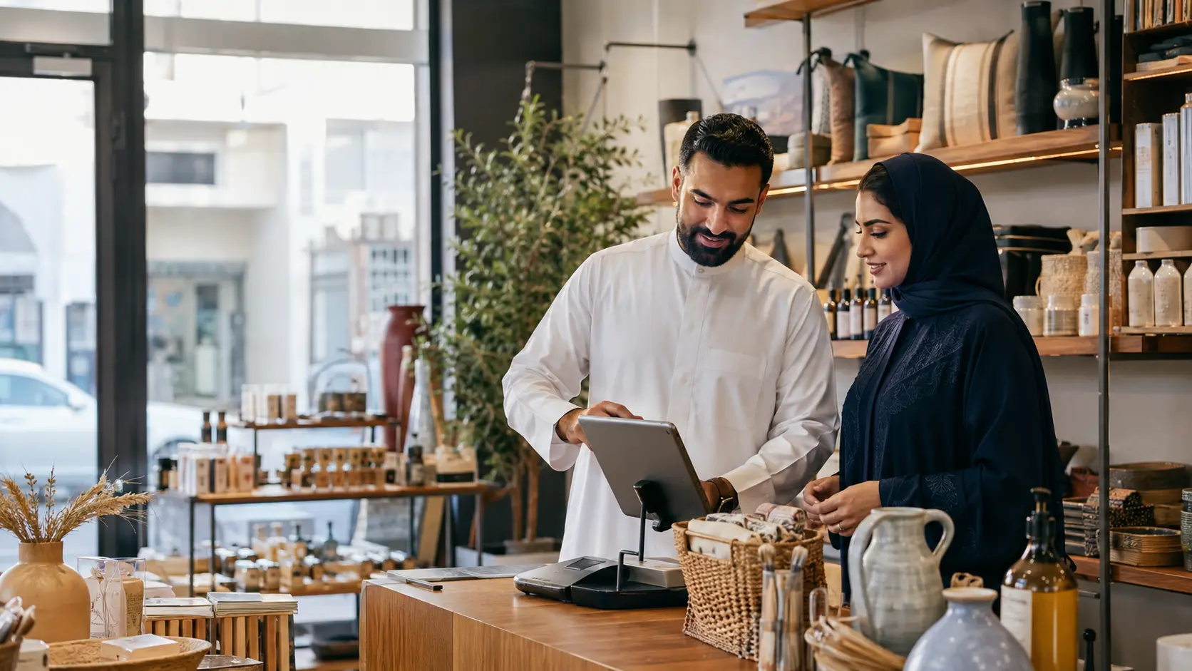 Bahraini shop owners organising their work together